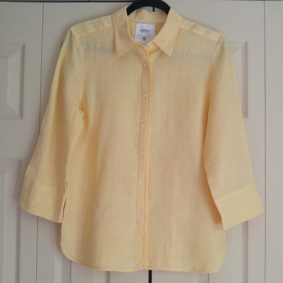 Talbots Yellow Irish Linen Blouse - Picture 1 of 8